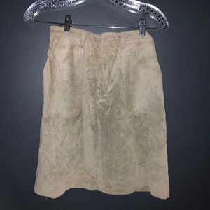Suede greyish/ green over the knee length skirt